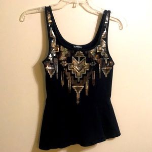 Express black sparkle tank top